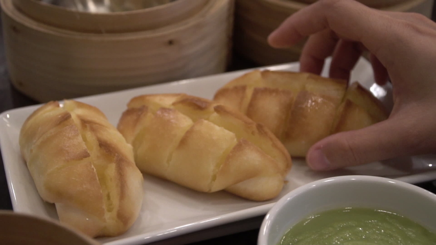 chinese bread with sweet egg custard traditional food