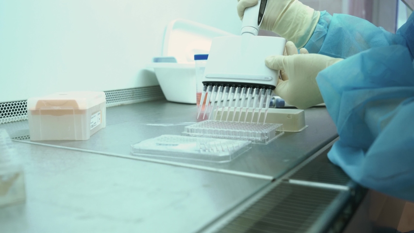 technician doing a virus test in a lab Royalty-Free Stock Footage #1048810039