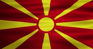 Animated waving national Macedonia flag. Animation, motion graphics. Useful for social media, videos, websites, interfaces. Happy National Day.