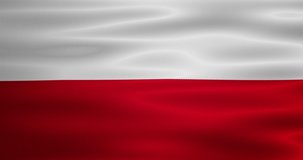 Animated waving national Poland flag. Animation, motion graphics. Useful for social media, videos, websites, interfaces. Happy National Day.
