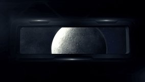 View from the spaceship to the moon. 3D render