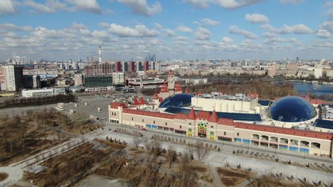 Aerial Drone View of Indoor Amusement Park in Moscow
