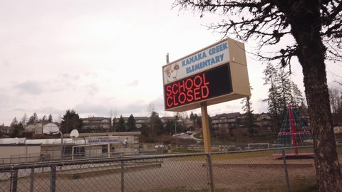 Maple Ridge, BC/ Canada- March 22 2020: Kanaka Creek Elementary School closed due to Corona virus COVID-19 pandemic outbreak.