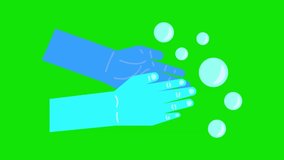Washing Hand Animation Flat Illustration, Chroma Key