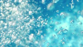 Bubbles rising to the surface. Air bubbles in water in swimming pool (underwater shot), good for backgrounds. Slow motion.