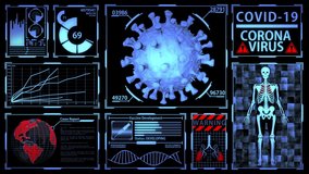 Coronavirus/Covid-19 3D Rendering Model in Futuristic Medical Technology HUD  with Epidemic Detection, Vaccine Development process and Worldwide Cases Report Background - Powered by Shutterstock - Get 15% off with code: PIKWIZARD15