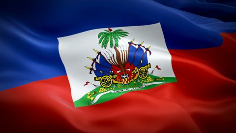 ‎Haitian flag Closeup 1080p Full HD 1920X1080 footage video waving in wind. National ‎‎‎‎‎Port-au-Prince‎‎ 3d ‎Haitian flag waving. Sign of Haiti seamless loop animation. ‎Haitian flag HD resolution B