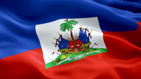 Haiti flag Motion Loop video waving in wind. Realistic ‎Haitian Flag background. Haiti Flag Looping Closeup 1080p Full HD 1920X1080 footage. Haiti Caribbean country flags footage video for film,news
