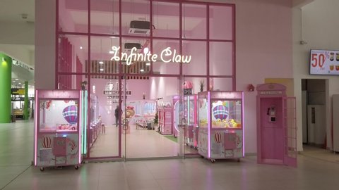"Kuala Lumpur,Malaysia- Circa March, 2020: A footage of Infinite Claw outlet with no customer caused by covid-19." Editorial Stock Video