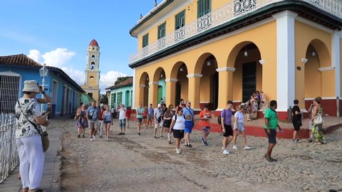 Trinidad, Cuba - January 17, 2020: The center of the colonial town of Trinidad. View of the beautiful colonial city of Trinidad in Cuba.