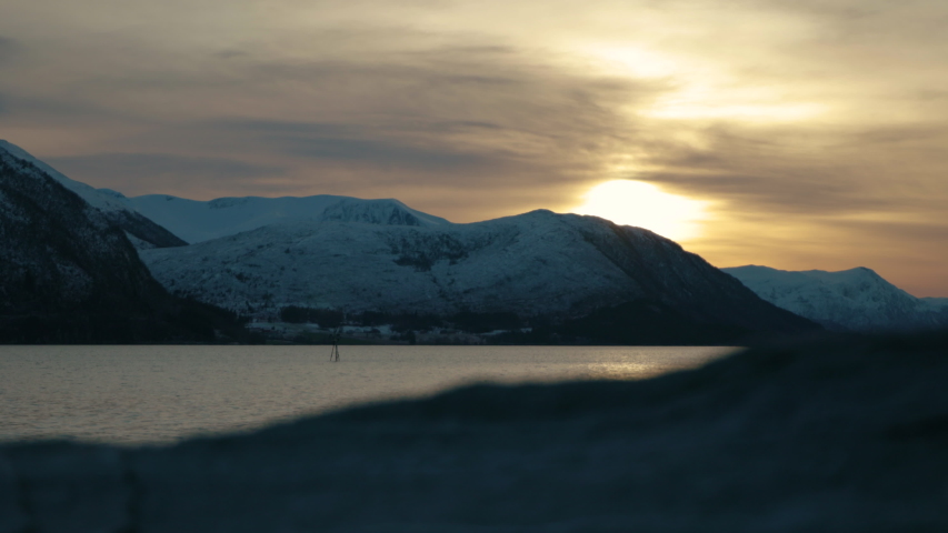 Stunning sunset at Norwegian mountains