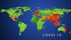 Coronavirus COVID-19 global cases. Animated map of the spread of a new coronavirus from China around the world.  The coronavirus impact on the global economy and markets - Powered by Shutterstock - Get 15% off with code: PIKWIZARD15