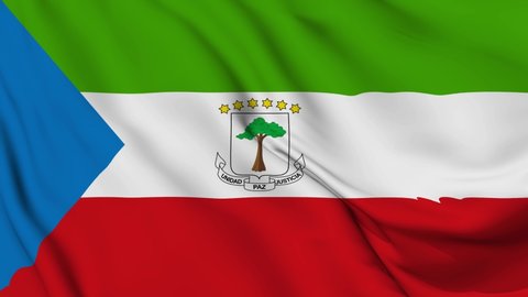equatorial guinea flag is waving 3D animation. equatorial guinea  flag waving in the wind. National flag of equatorial guinea. flag seamless loop animation. high quality 4K resolution
