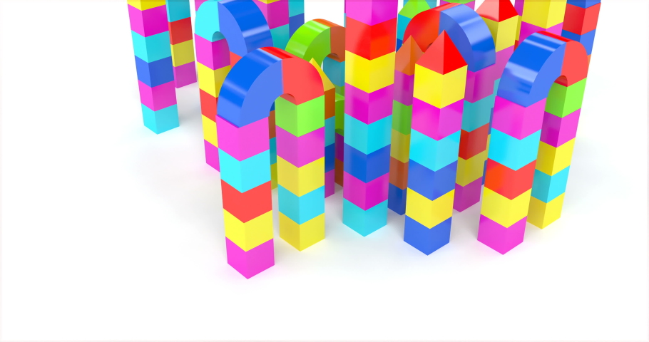 Toy house out blocks. Preschool, childhood. Home destroyed 4k