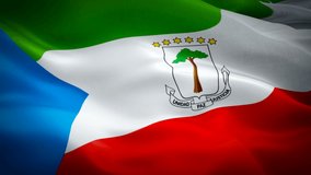 Equatorial Guinea flag Motion Loop video waving in wind. Realistic ‎Equatorial Guinea Flag background. Equatorial Guinea Flag Looping Closeup 1080p Full HD 1920X1080 footage. Equatorial Guinea africa 