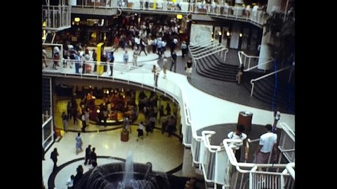 Toronto, Ontario / Canada - CIRCA1983: Scenes inside Eaton Centre shopping mall in downton Toronto.