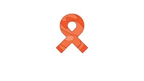 COPD awareness animation. Orange ribbon made in 3D paper cut and craft style on white background. Chronic obstructive pulmonary disease symbol. Medical concept. Motion graphics.