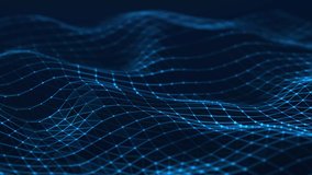 Abstract polygonal space. Wave with connecting dots and lines. Digital background. Triangular business wallpaper. 3d. Seamless loop. - Powered by Shutterstock - Get 15% off with code: PIKWIZARD15