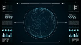 Planet earth hologram in virtual display. Futuristic user interface HUD. Game control target element. Technological neon digital. Globe animation 4K. - Powered by Shutterstock - Get 15% off with code: PIKWIZARD15