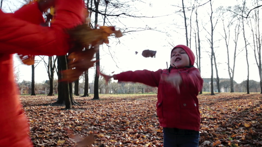 two-girls-throwing-leaves-into-the-air image - Free stock photo ...