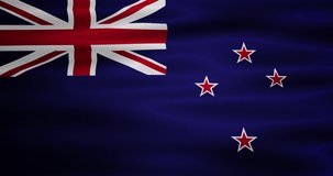 Animated waving national New Zealand flag. Animation, motion graphics. Useful for social media, videos, websites, interfaces. Happy National Day.