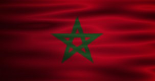 Animated waving national Morocco flag. Animation, motion graphics. Useful for social media, videos, websites, interfaces. Happy National Day.