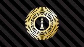 chess king icon inside shiny emblem rotary desgin, conceptual stylized, loop animation continues