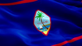 Guam USA flag Closeup 1080p Full HD 1920X1080 footage video waving in wind. National ‎‎‎‎‎Tamuning‎‎ 3d Micronesian island flag waving. Sign of Guam seamless loop animation flag HD resolution Backgrou