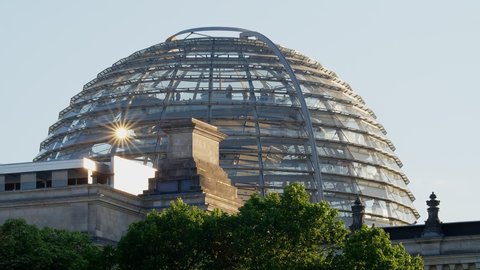 BERLIN, GERMANY 6-23-2019: Bundestag in Berlin Germany on the roof glass dome. Time lapse of people walking inside 4k.