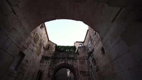Gate to Split Old Town, Croatia. Travel destination for tourist visiting Croatia. Europe summer tourism.
