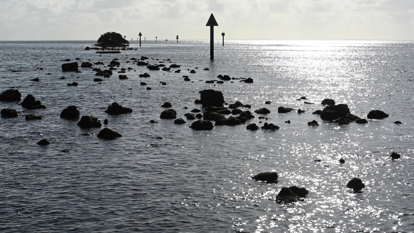 Sunlight Glistens Across Boat Channel in Florida Keys
