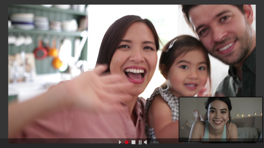 Family Using Video Conference for video call at home with teenage daughter abroad | Shutterstock HD Video #1049073490