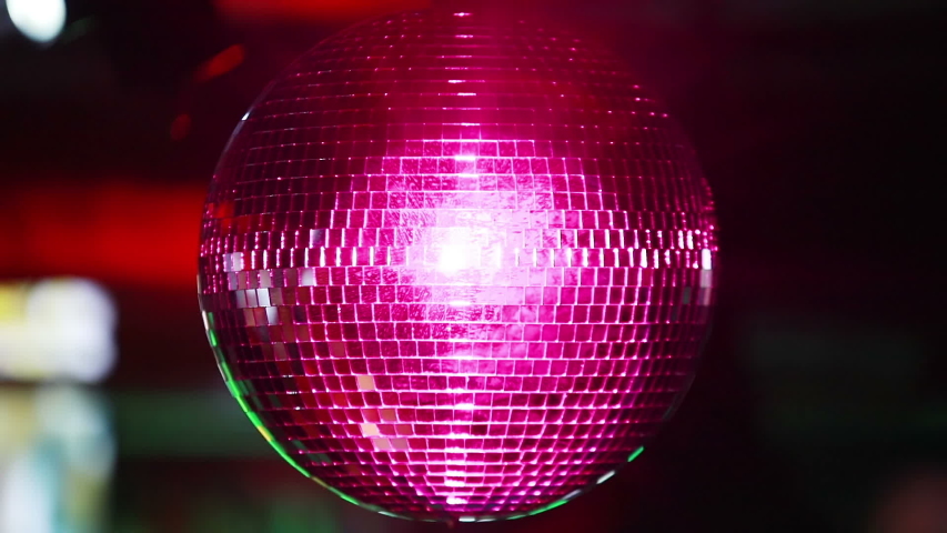 3D Disco Mirror Ball spinning and reflecting real club colorful lights and lasers. | Shutterstock HD Video #1049081338