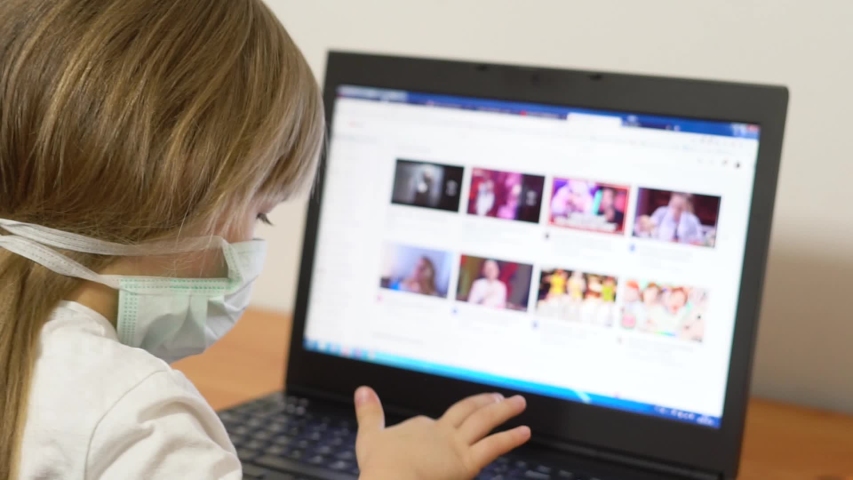 child on the internet, girl in a mask