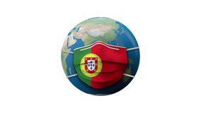Portugal flag protective medical mask quarantine zone. 3D Rendering - Powered by Shutterstock - Get 15% off with code: PIKWIZARD15