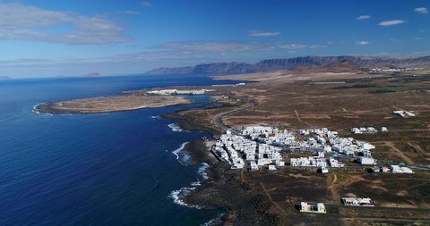 4K Drone view of coastline of Canary Island - Lanzarote