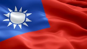 Taiwan waving flag. National 3d ‎Taiwanese flag waving. Sign of Taiwan seamless loop animation. ‎Taiwanese flag HD resolution Background. Taiwan flag Closeup 1080p Full HD video for presentation

