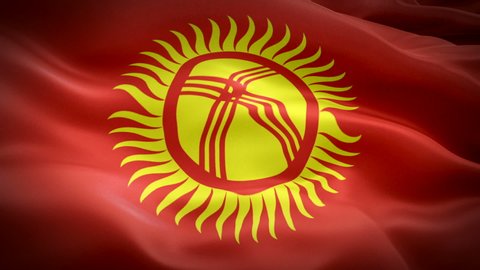Kyrgyzstan waving flag. National 3d Kyrgyz flag waving. Sign of Kyrgyzstan seamless loop animation. Kyrgyz flag HD resolution Background. Kyrgyzstan flag Closeup 1080p Full HD video for presentation
