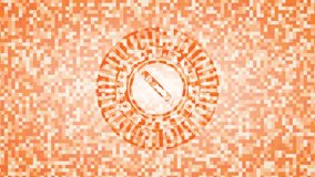 cutter icon inside abstract orange mosaic emblem with background rotary style, conceptual pattern, loop animation