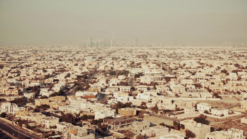 Aerial view of the cityscape of Dubai, UAE