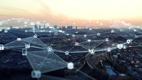 Smart city and communication network concept. 5G. LPWA (Low Power Wide Area). Wireless communication. - Powered by Shutterstock - Get 15% off with code: PIKWIZARD15