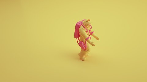 Seamless 3d animation sugar astronaut dancing salsa with in a yellow background. Funny 4K background with decoration for Abstract minimalist - 3D Rendering