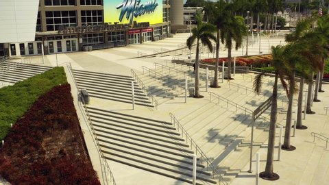MIAMI, FL, USA - MARCH 26, 2020: Stairs at the American Airlines Arena Downtown Miami FL