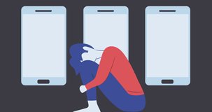 Conceptual illustration animation for cyber bullying