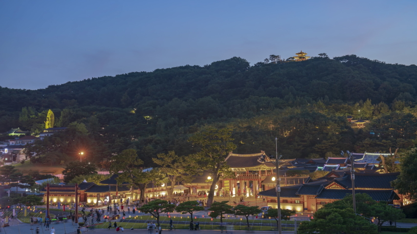 Time lapse view of Suwon Hwaseong Cultural Festival, Suwon South Korea.