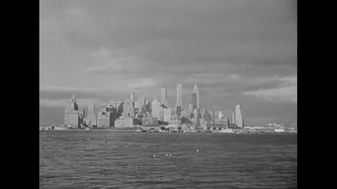 CIRCA 1938 - The New York City skyline is seen from the East River.