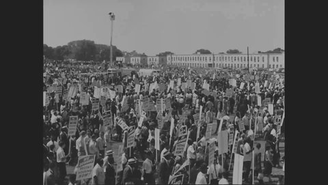 CIRCA 1963- Civil rights activists are shown marching during the March on Washington for Jobs and Freedom.
