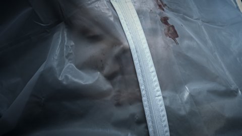 4k Dead Human Body Cadaver Laying Killed in Bag