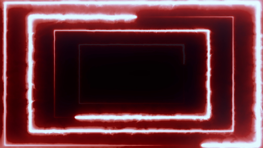 Neon bakcground flying through edless glowing rotating neon rectangle creating a tunnel, blue red pink violet spectrum, fluorescent 3d rendering infinity light, modern colorful lighting, 4k