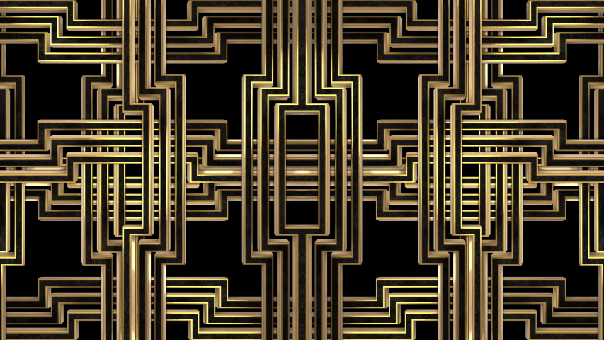Golden Black Art Deco Lattice Animation Incl Alpha Matte 3d Model Trellis Background For Tv Show Studio Set Intro Documentary Catwalk Stage Design Or The Great Gatsby And 1920s Theme Projects